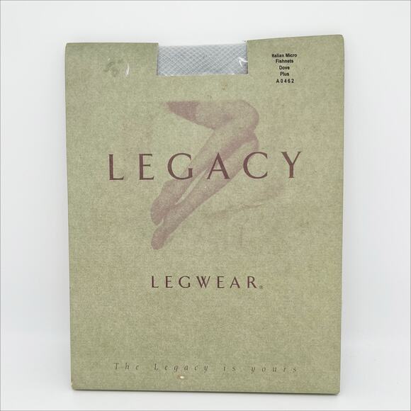 New Legacy Legwear Panty Hose Tights Italian Micro Fishnets in Dove Blue Plus - Picture 1 of 5